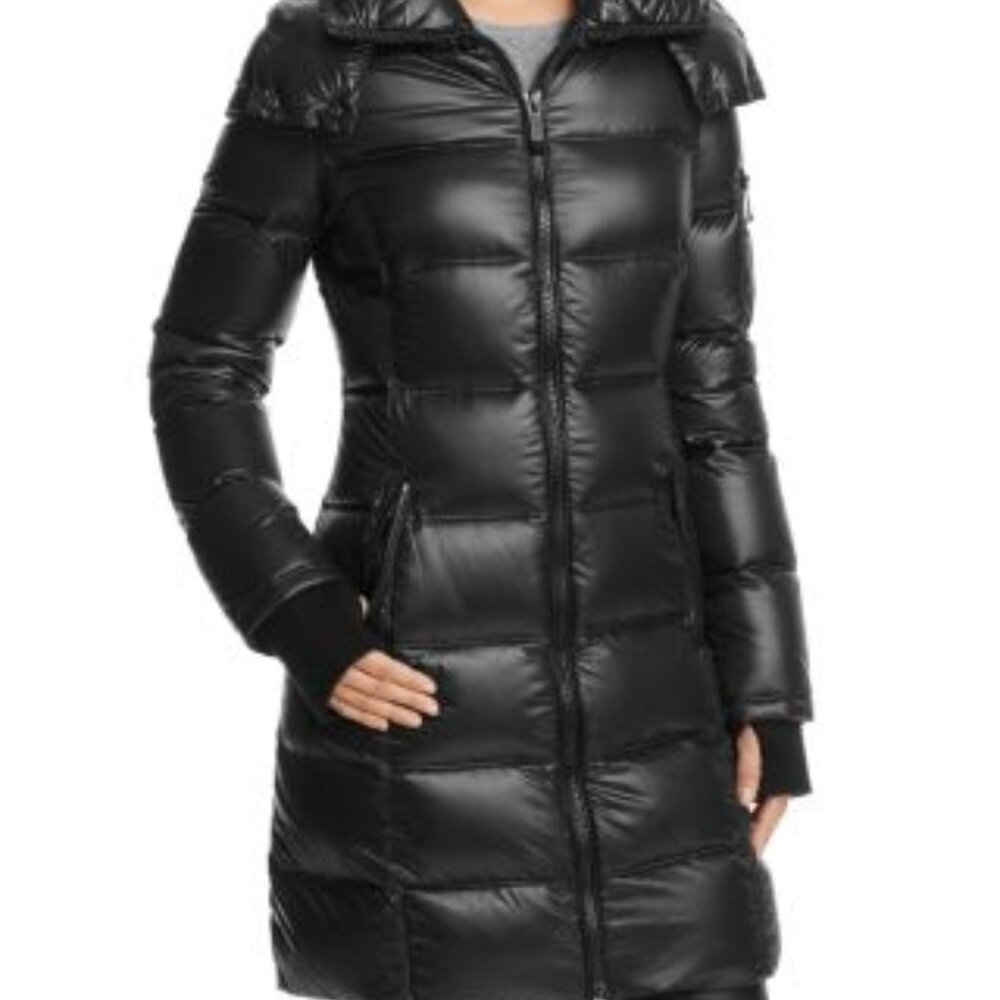 BCBGENERATION Black Carla High Collar Feather Filled Puffer Jacket Size S